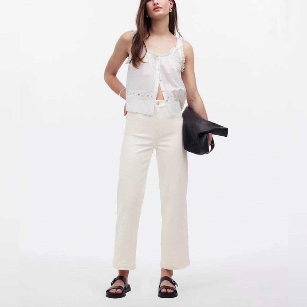 Madewell Emmett Wide-Leg Jean In Tile White Welt Pocket Edition Size 24 Nwot